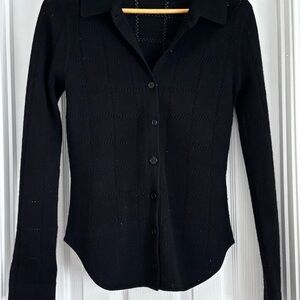 Nadaam Black Long-Sleeve Button-Front cashmere sweater - Women